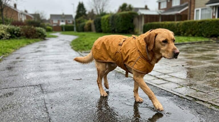 wet dog after a rainy walk
