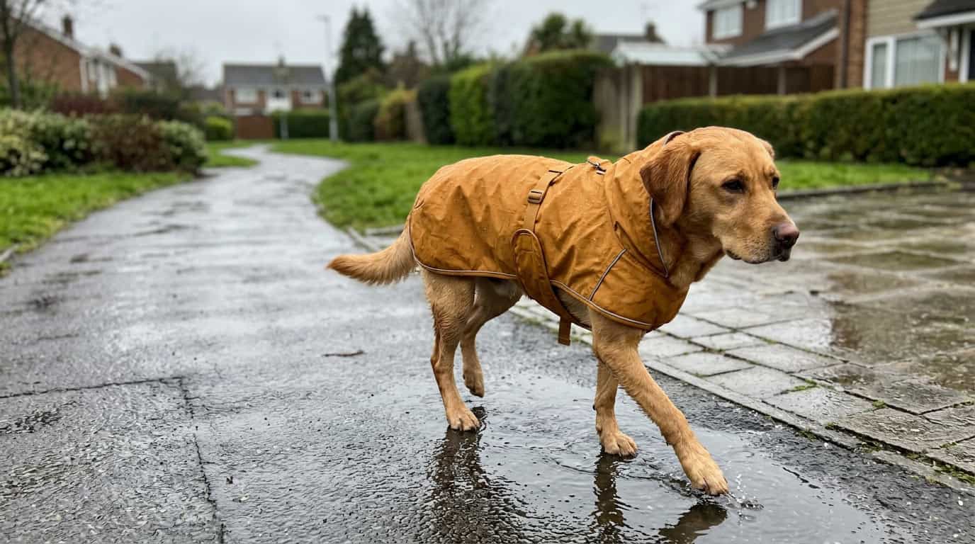 wet dog after a rainy walk